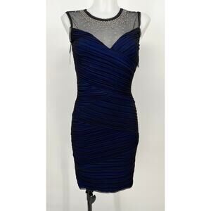 BCBG Maxazria Camira Dress Sz XS Black Blue NEW Bandage BodyCon Mini Embellished